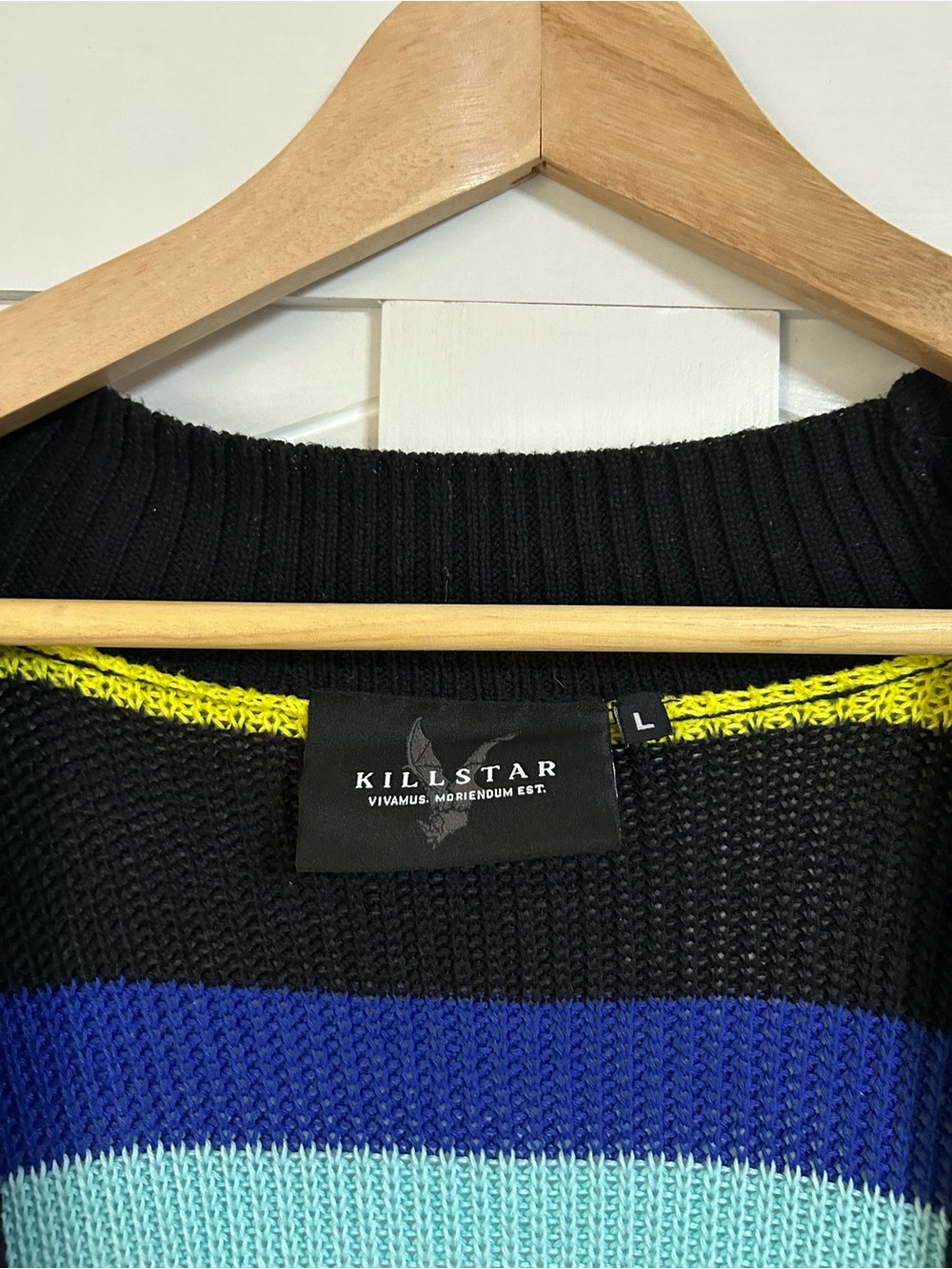 Killstar Black Striped Neon Open-Front Cardigan - Picture 4 of 6